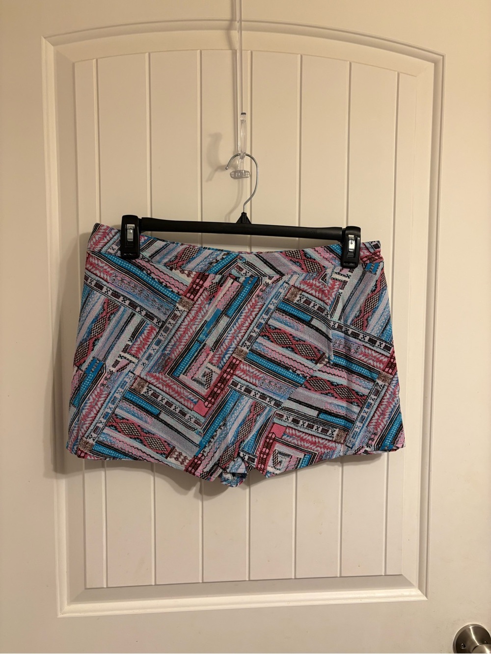 Pink Republic High-Waist Geometric Print Shorts - Blue Pink Black